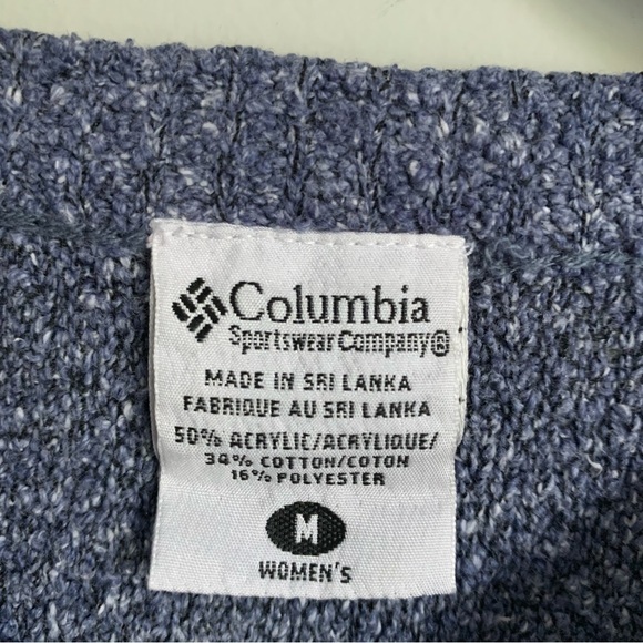 Columbia Blue Terry Cloth Long Sleeve Crew Neck Tight Knit Pullover Sweater - Picture 3 of 5